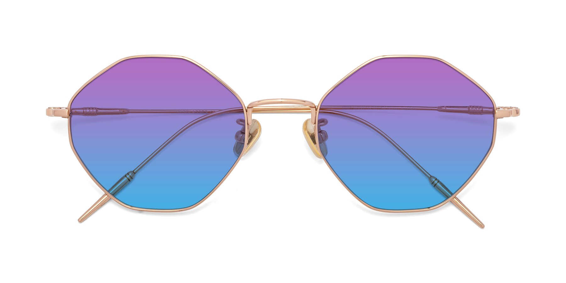 Folded Front of 90001 in Rose Gold with Purple / Blue Gradient Lenses