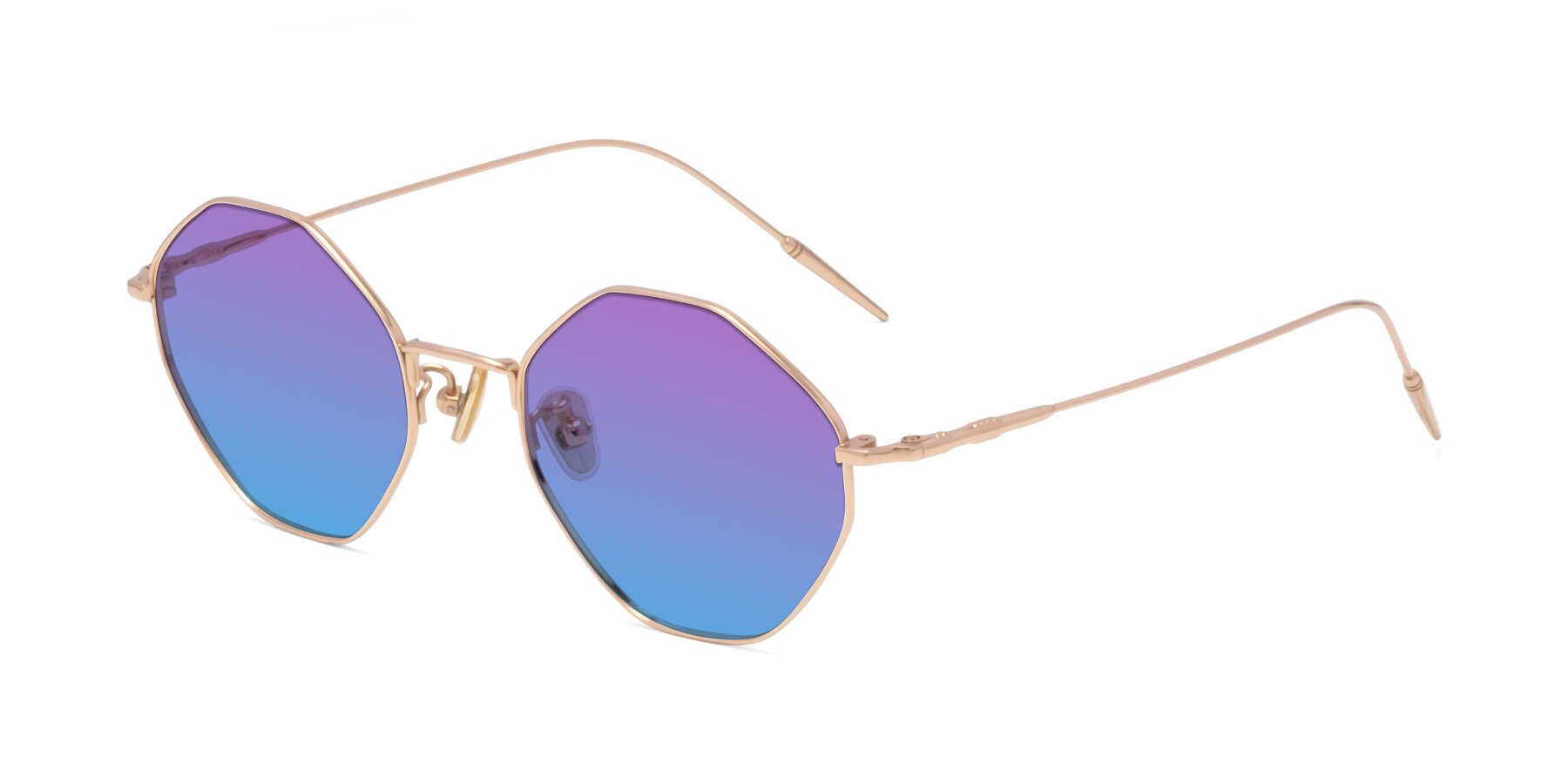 Angle of 90001 in Rose Gold with Purple / Blue Gradient Lenses