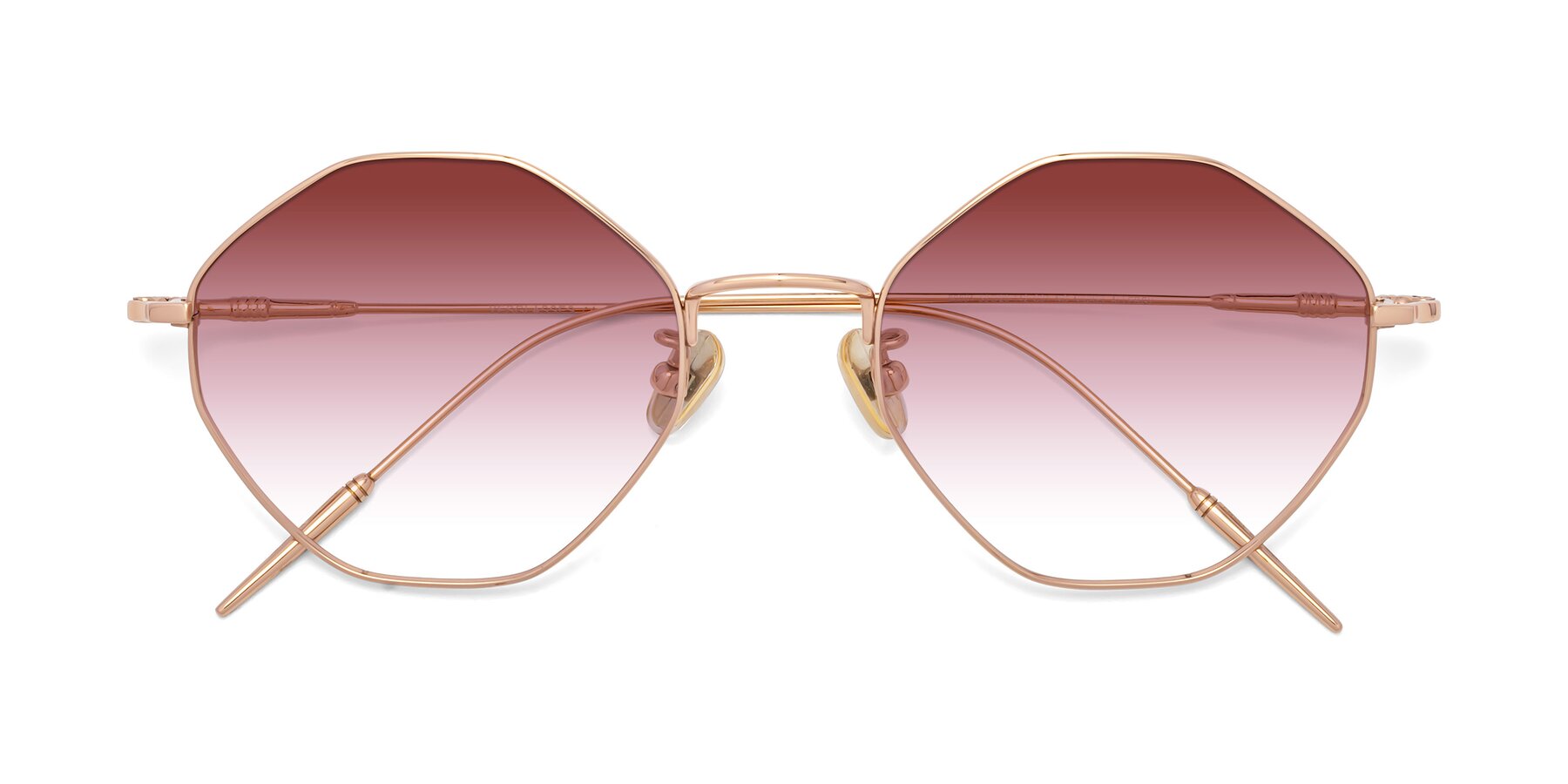 Folded Front of 90001 in Rose Gold with Garnet Gradient Lenses