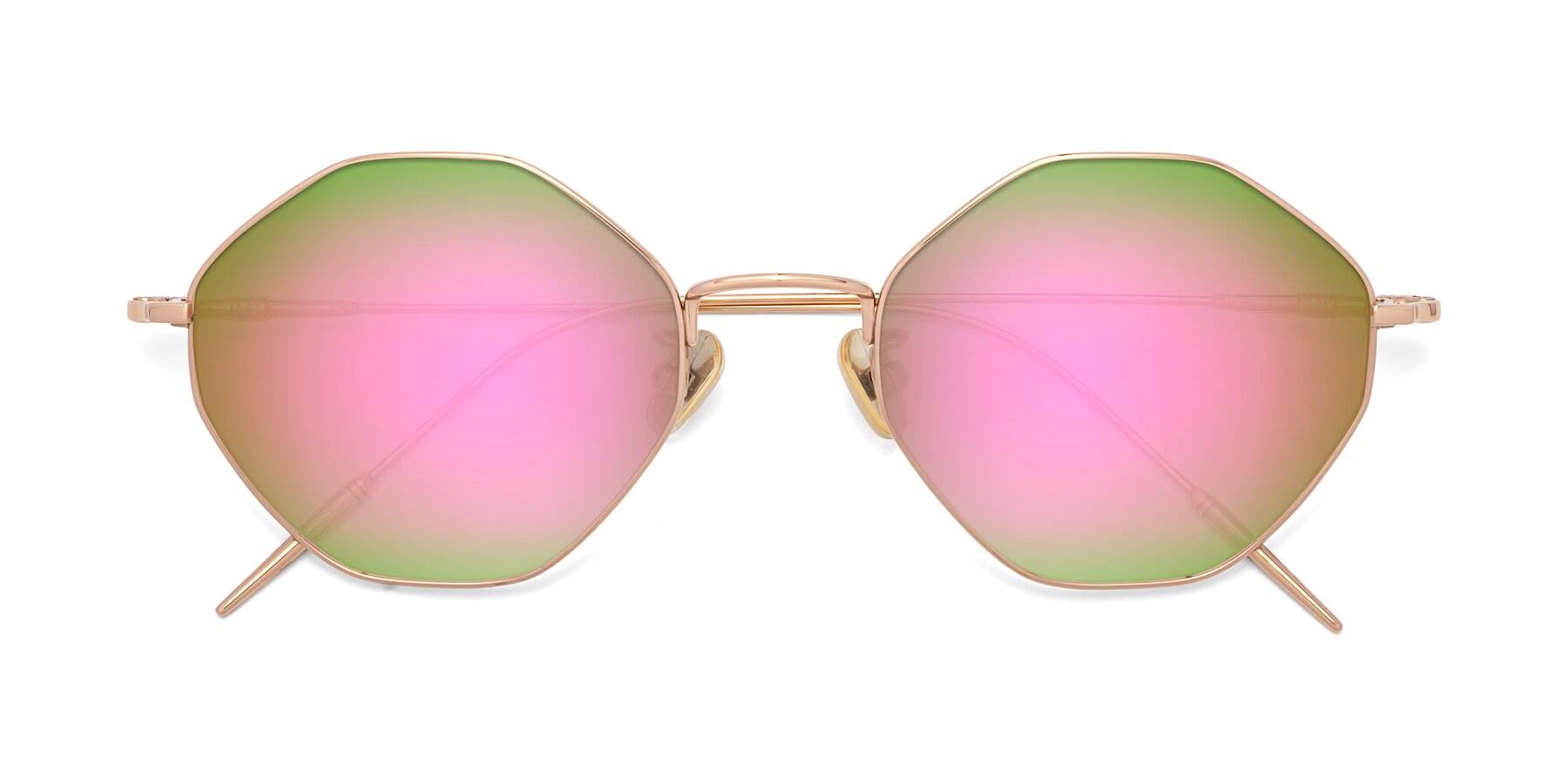 Folded Front of 90001 in Rose Gold with Pink Mirrored Lenses
