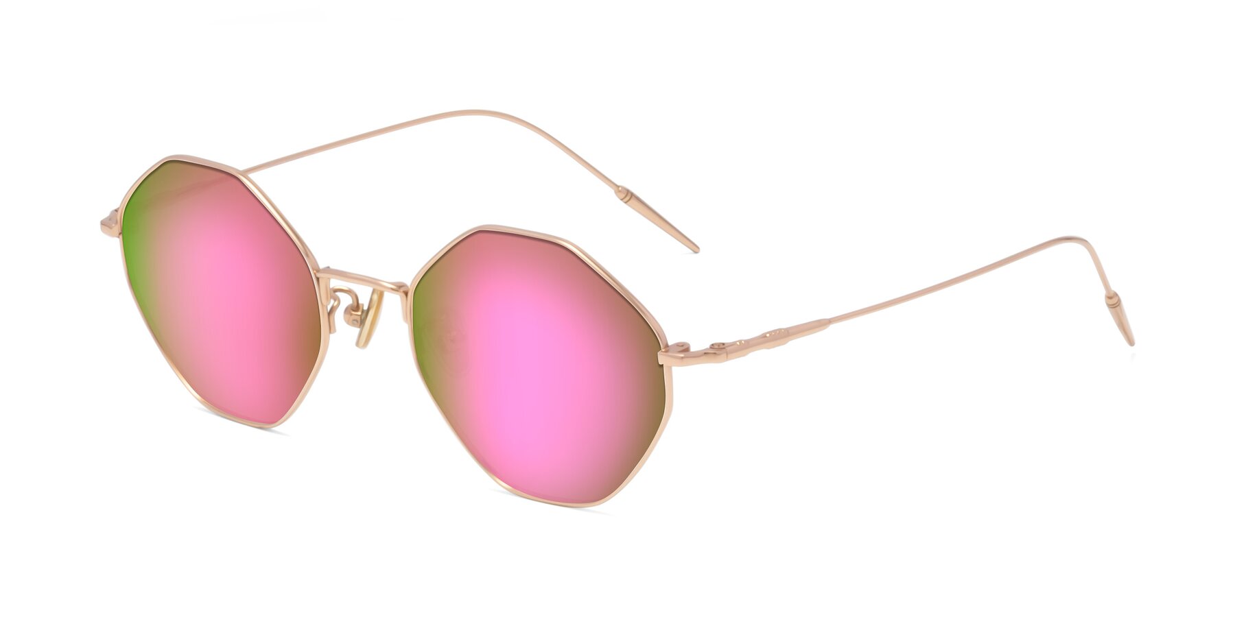 Angle of 90001 in Rose Gold with Pink Mirrored Lenses