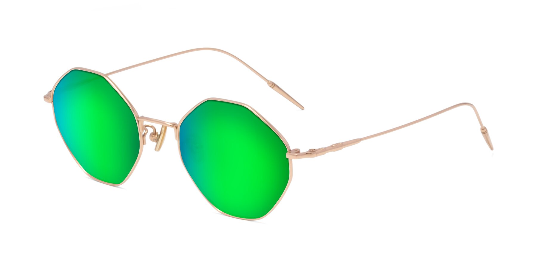 Angle of 90001 in Rose Gold with Green Mirrored Lenses