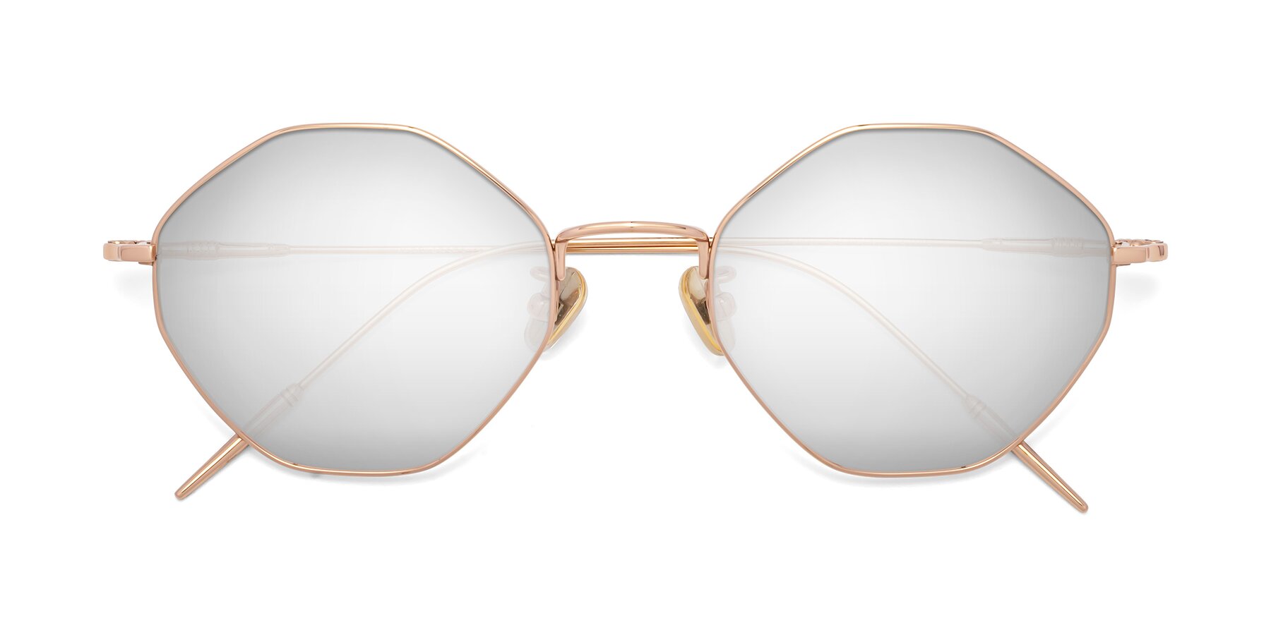 Folded Front of 90001 in Rose Gold with Silver Mirrored Lenses