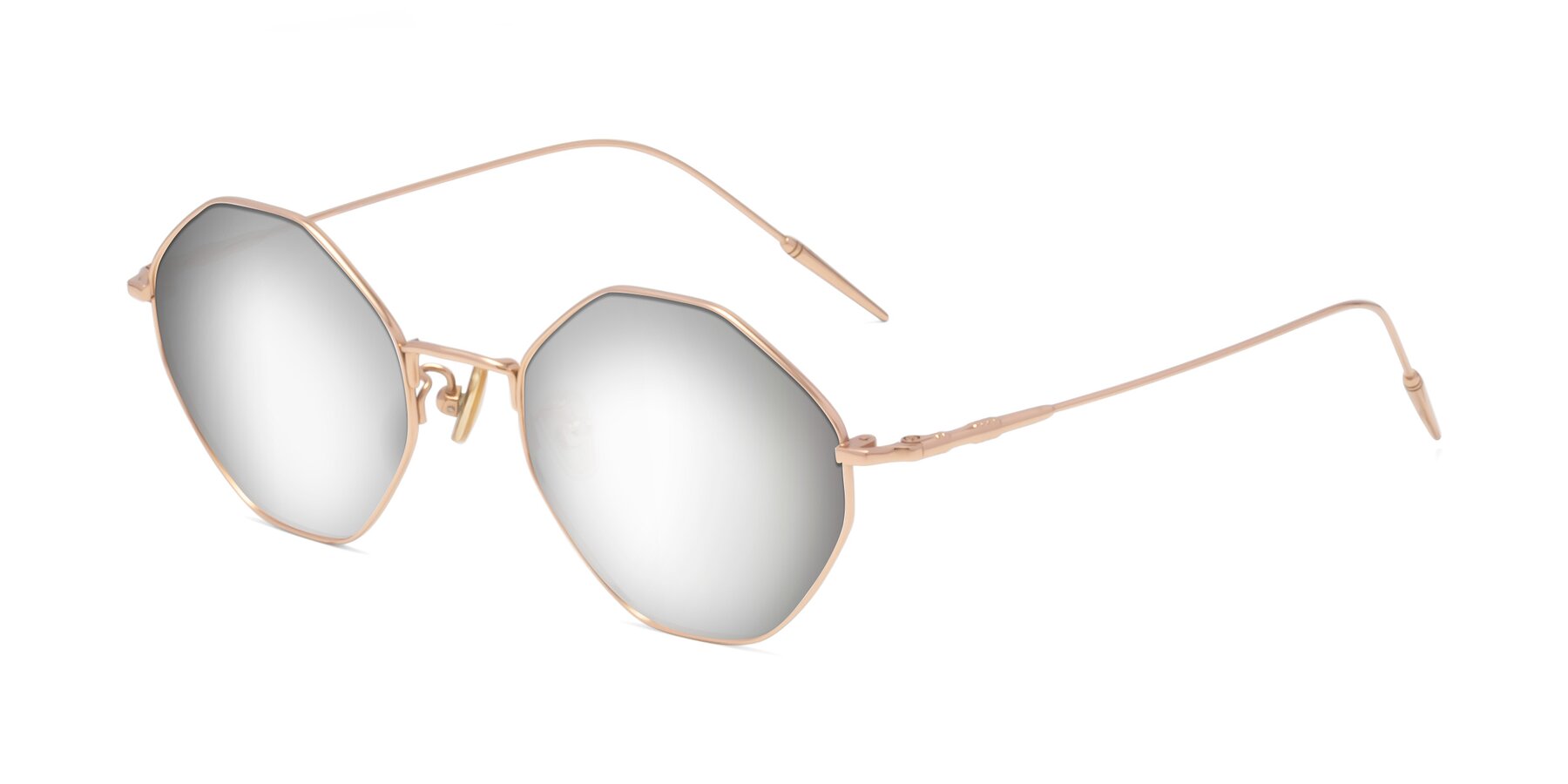 Angle of 90001 in Rose Gold with Silver Mirrored Lenses