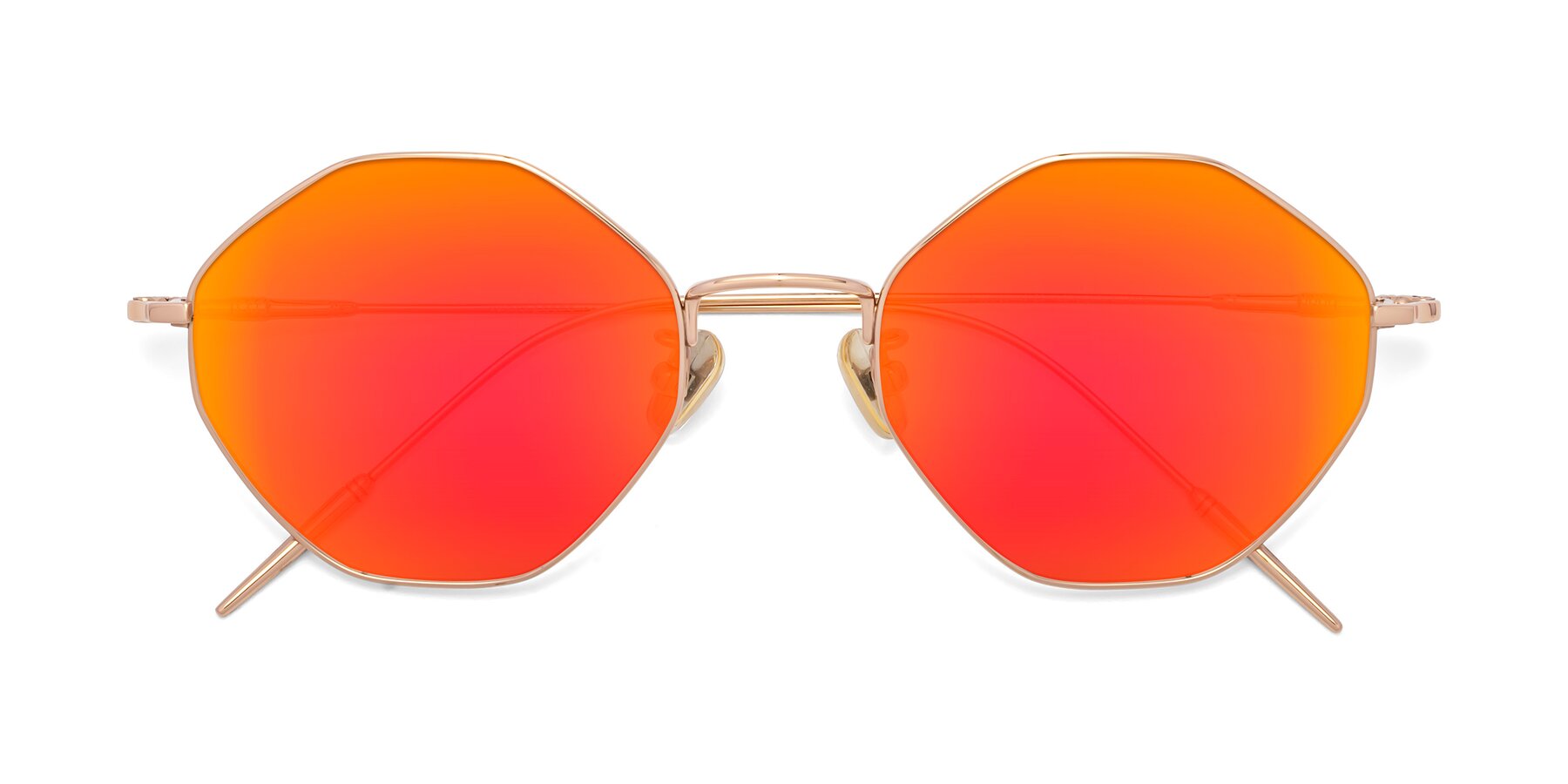 Folded Front of 90001 in Rose Gold with Red Gold Mirrored Lenses
