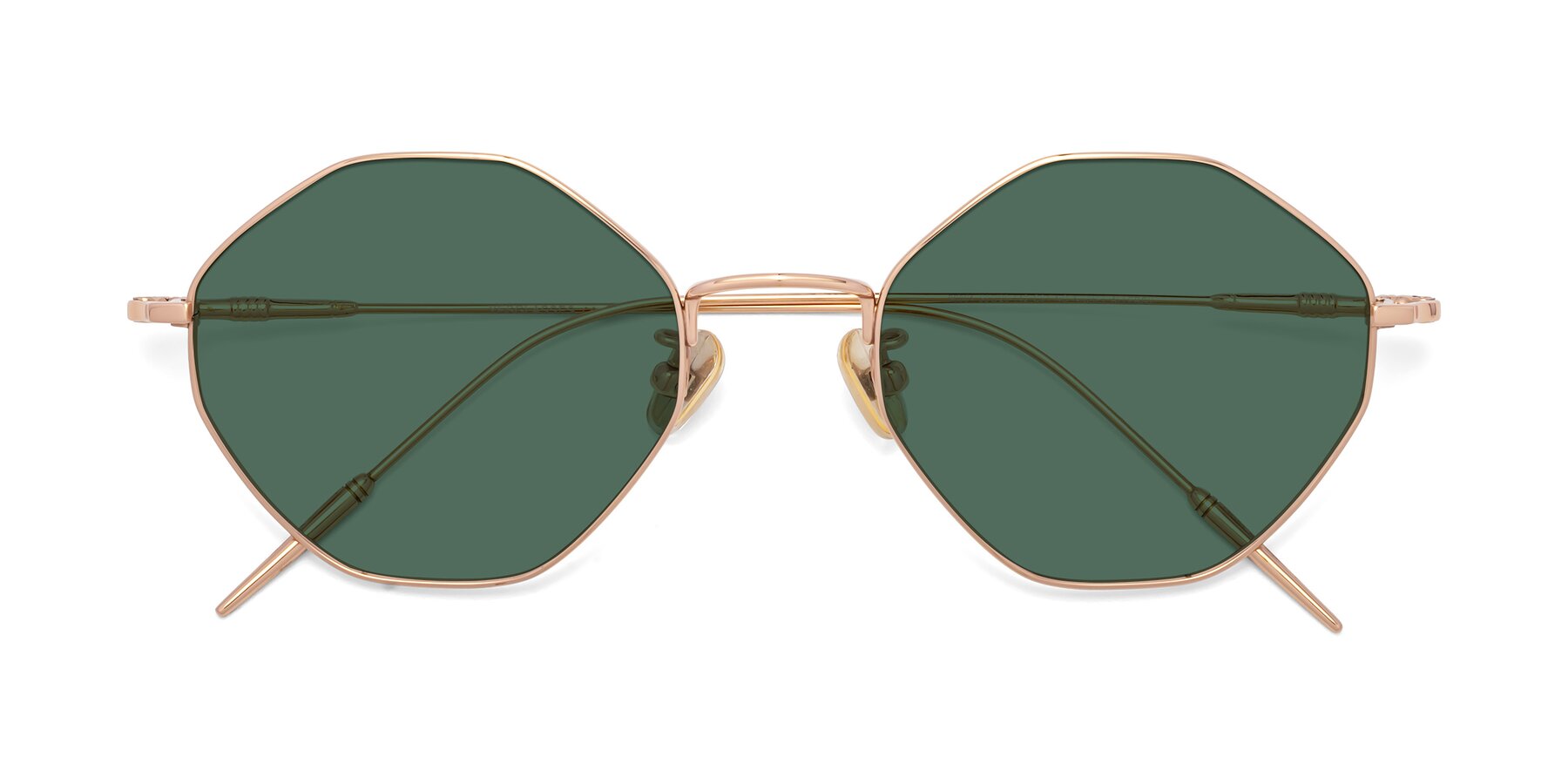 Folded Front of 90001 in Rose Gold with Green Polarized Lenses