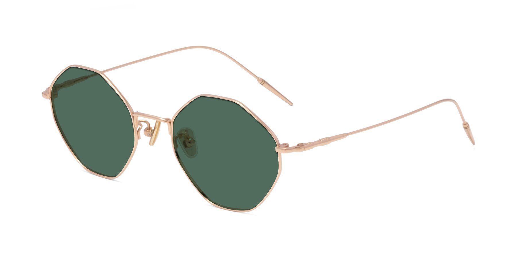 Angle of 90001 in Rose Gold with Green Polarized Lenses