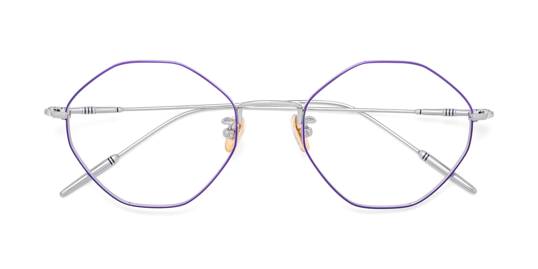 Folded Front of 90001 in Voilet-Silver with Clear Eyeglass Lenses