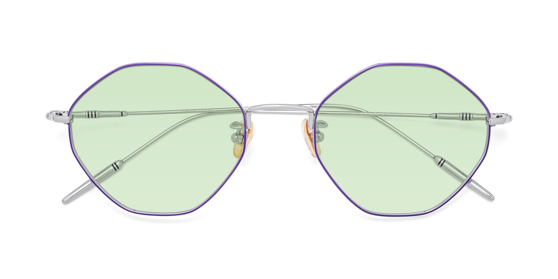Folded Front of 90001 in Voilet-Silver with Light Green Tinted Lenses
