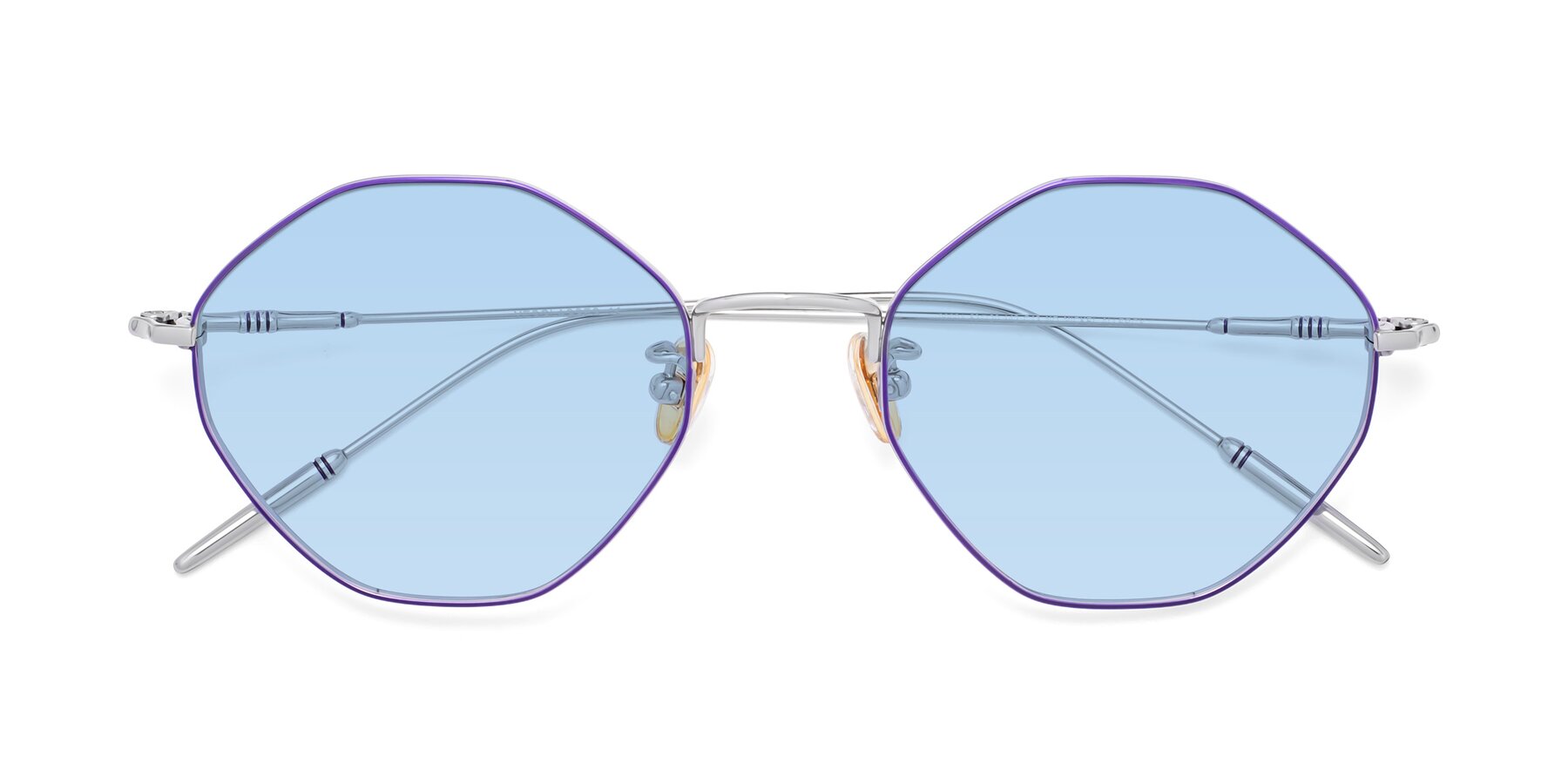 Folded Front of 90001 in Voilet-Silver with Light Blue Tinted Lenses