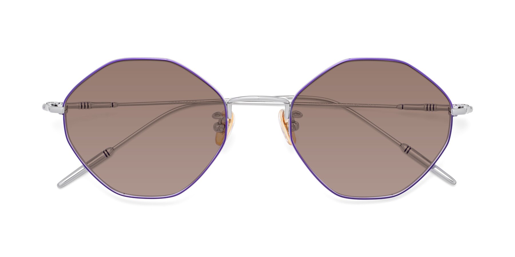 Folded Front of 90001 in Voilet-Silver with Medium Brown Tinted Lenses