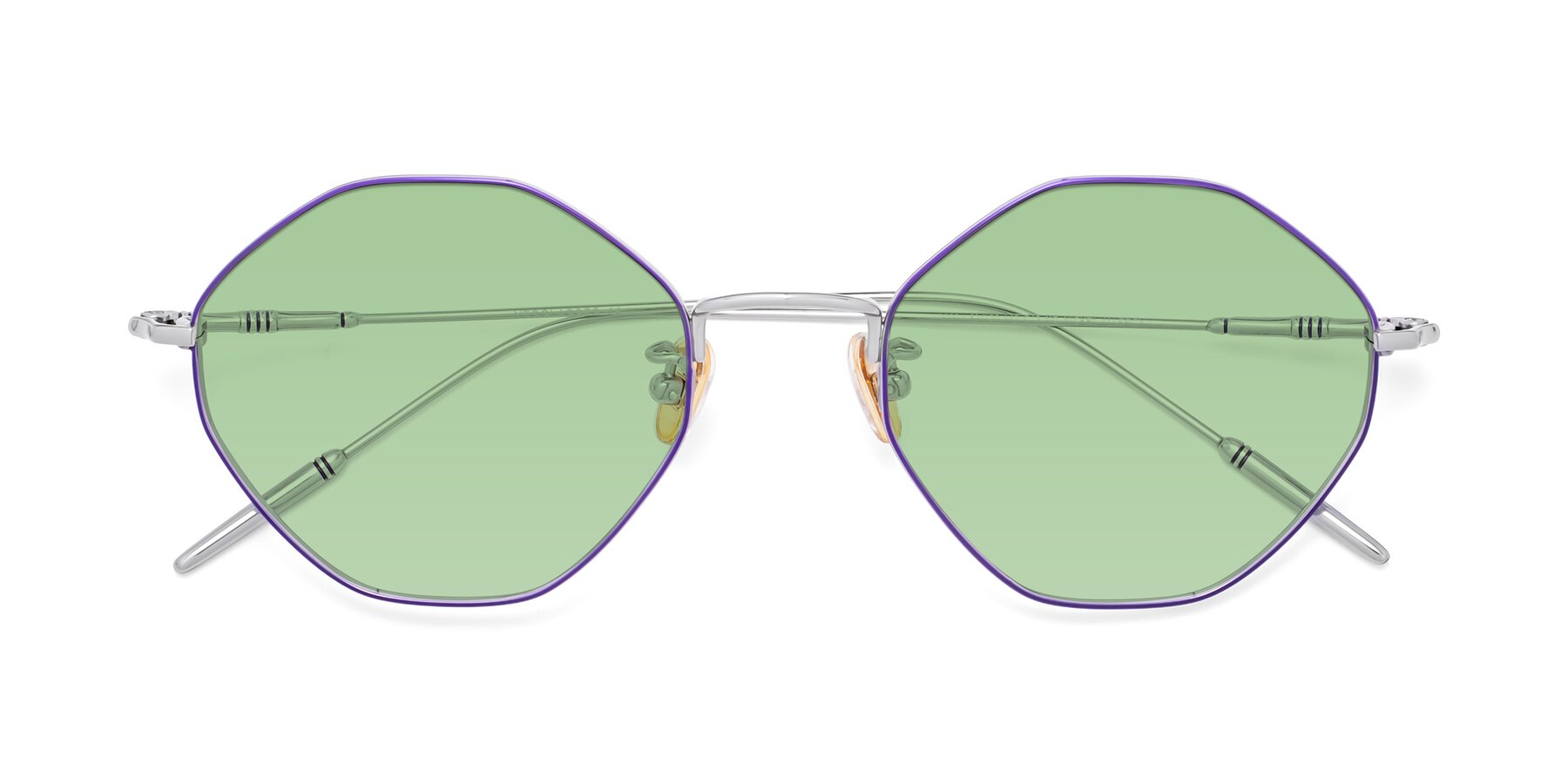 Folded Front of 90001 in Voilet-Silver with Medium Green Tinted Lenses