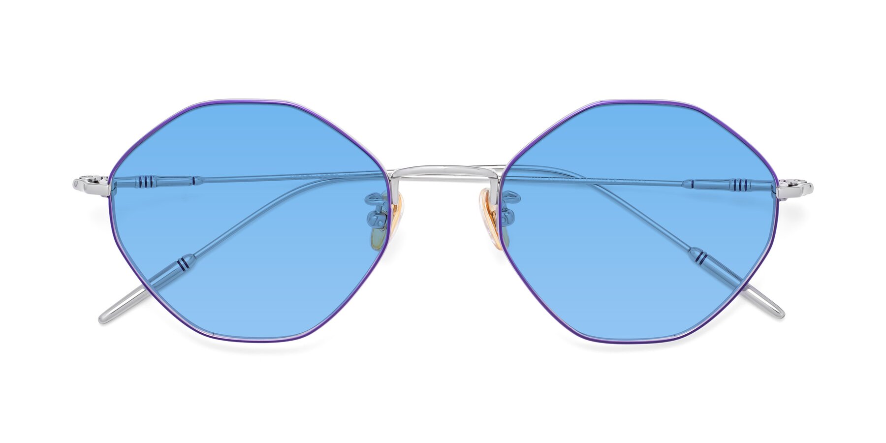 Folded Front of 90001 in Voilet-Silver with Medium Blue Tinted Lenses