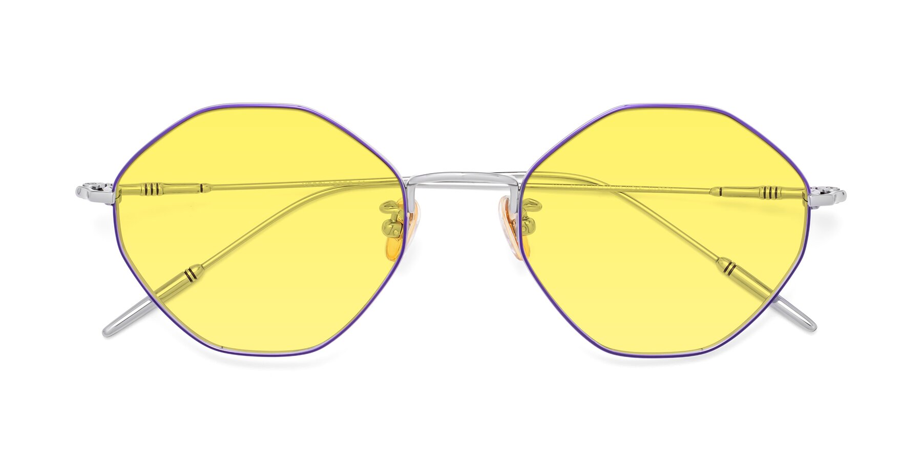 Folded Front of 90001 in Voilet-Silver with Medium Yellow Tinted Lenses