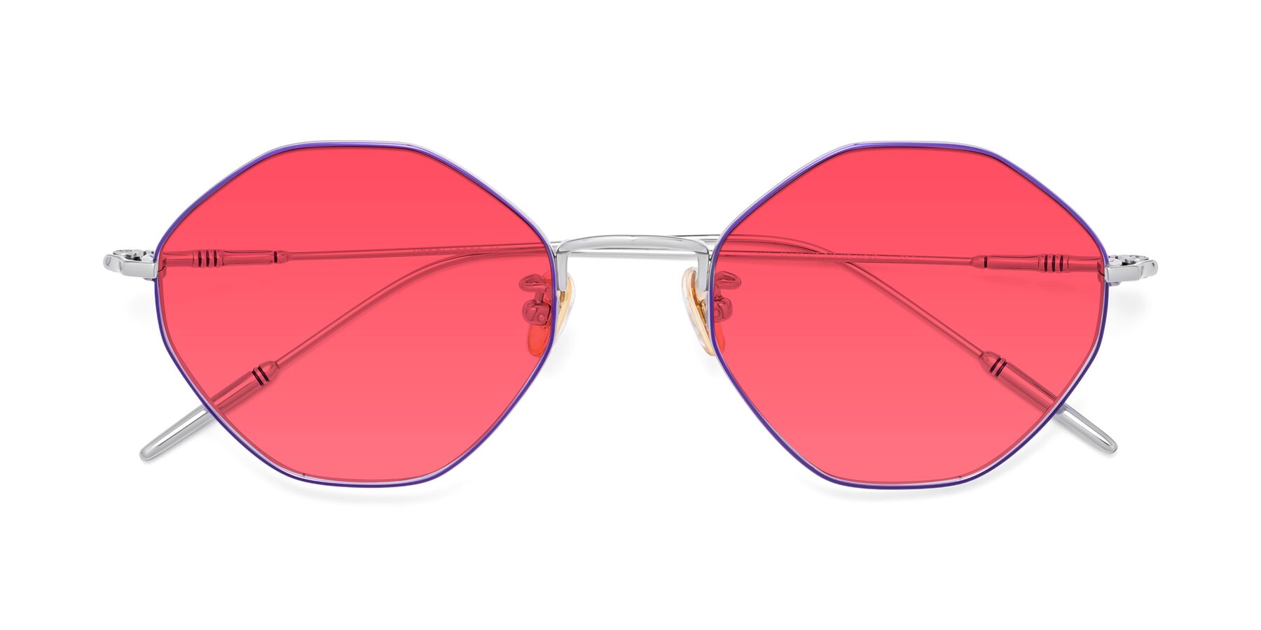 Folded Front of 90001 in Voilet-Silver with Red Tinted Lenses