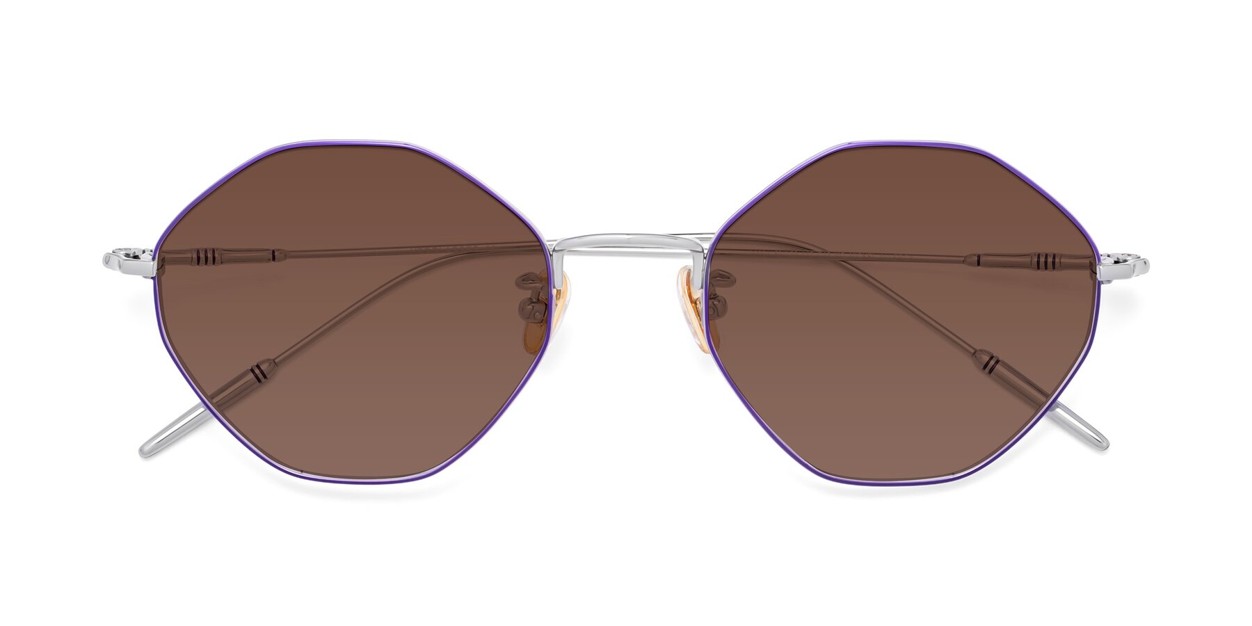 Folded Front of 90001 in Voilet-Silver with Brown Tinted Lenses