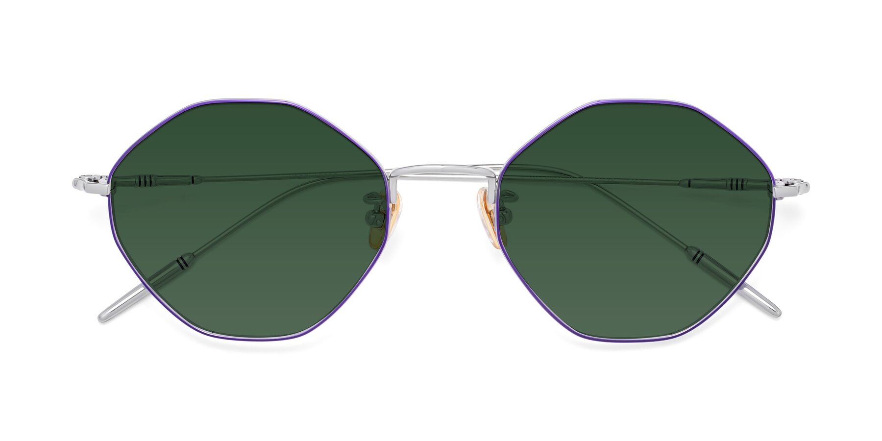 Folded Front of 90001 in Voilet-Silver with Green Tinted Lenses