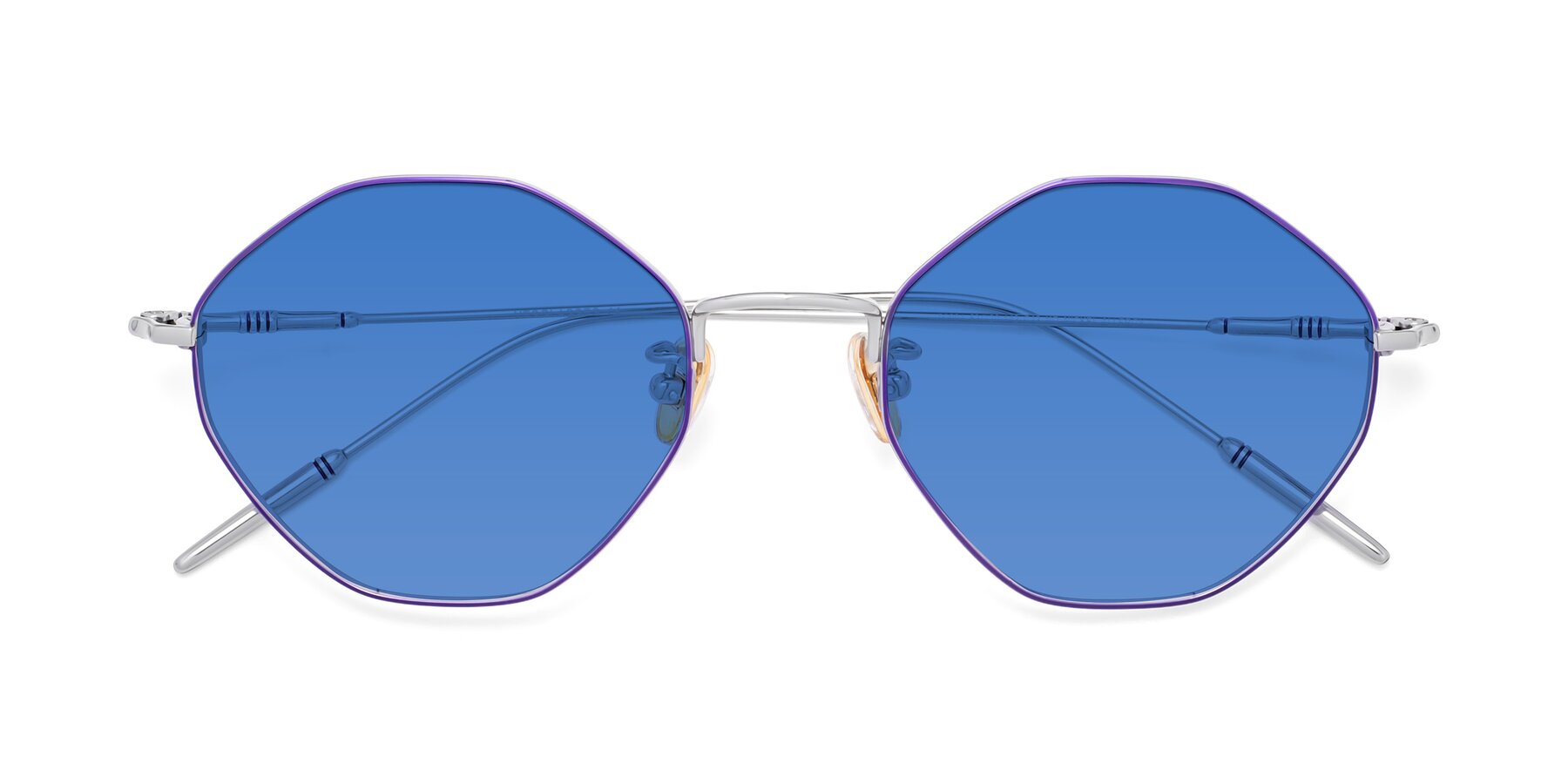 Folded Front of 90001 in Voilet-Silver with Blue Tinted Lenses