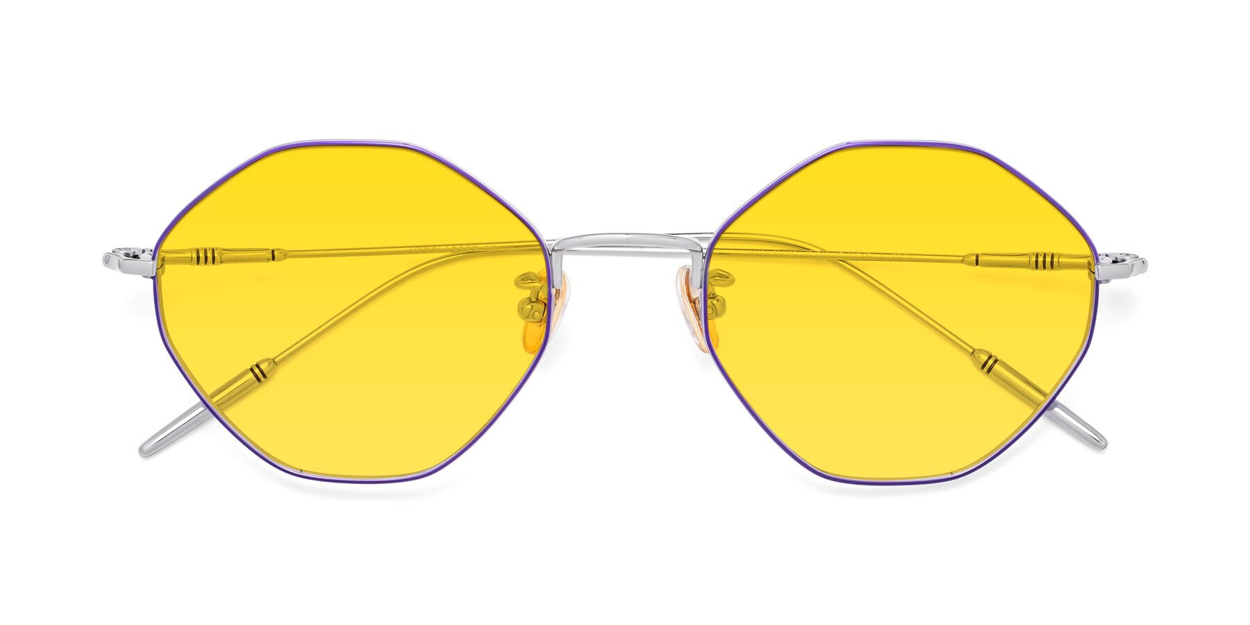 Folded Front of 90001 in Voilet-Silver with Yellow Tinted Lenses