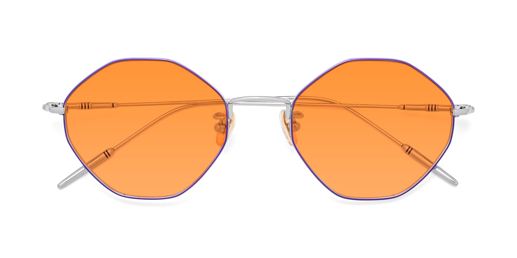 Folded Front of 90001 in Voilet-Silver with Orange Tinted Lenses