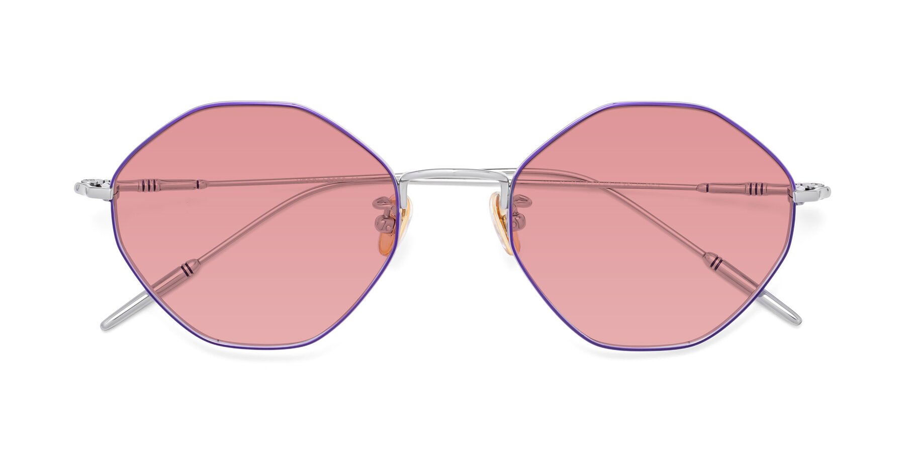 Folded Front of 90001 in Voilet-Silver with Medium Garnet Tinted Lenses