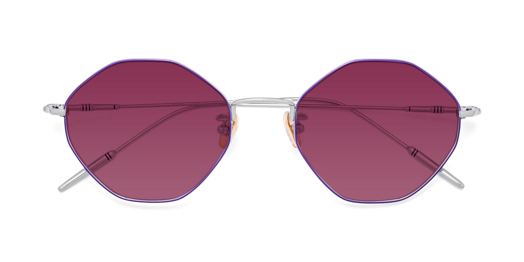 Folded Front of 90001 in Voilet-Silver with Wine Tinted Lenses