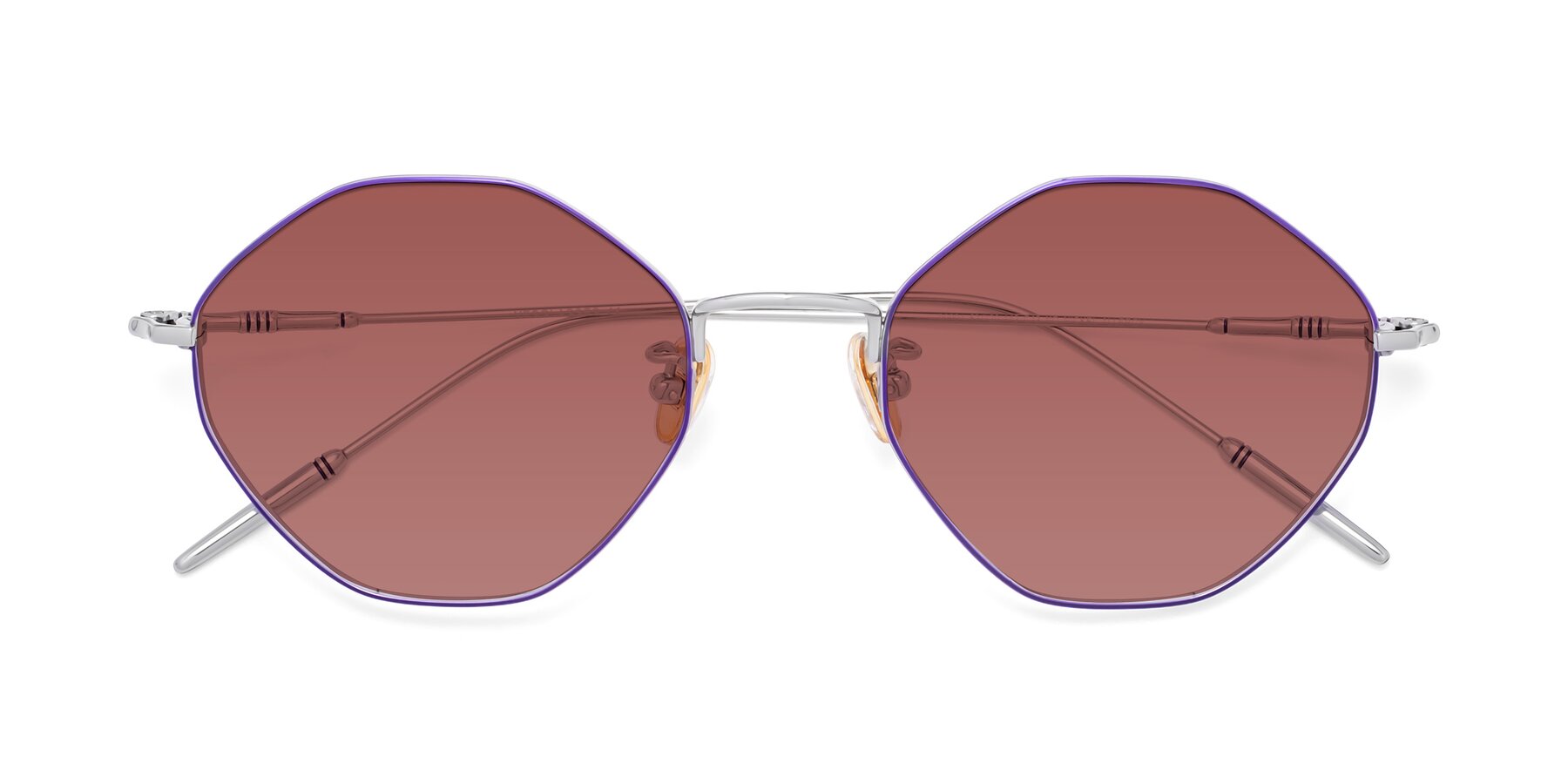 Folded Front of 90001 in Voilet-Silver with Garnet Tinted Lenses