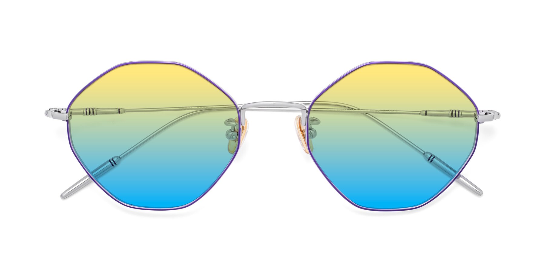 Folded Front of 90001 in Voilet-Silver with Yellow / Blue Gradient Lenses