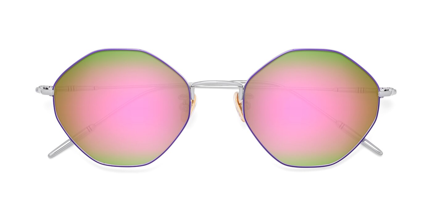 90001 - Voilet / Silver Flash Mirrored Sunglasses