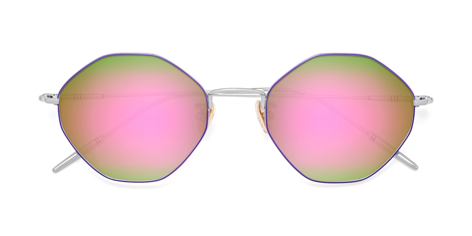 Folded Front of 90001 in Voilet-Silver with Pink Mirrored Lenses