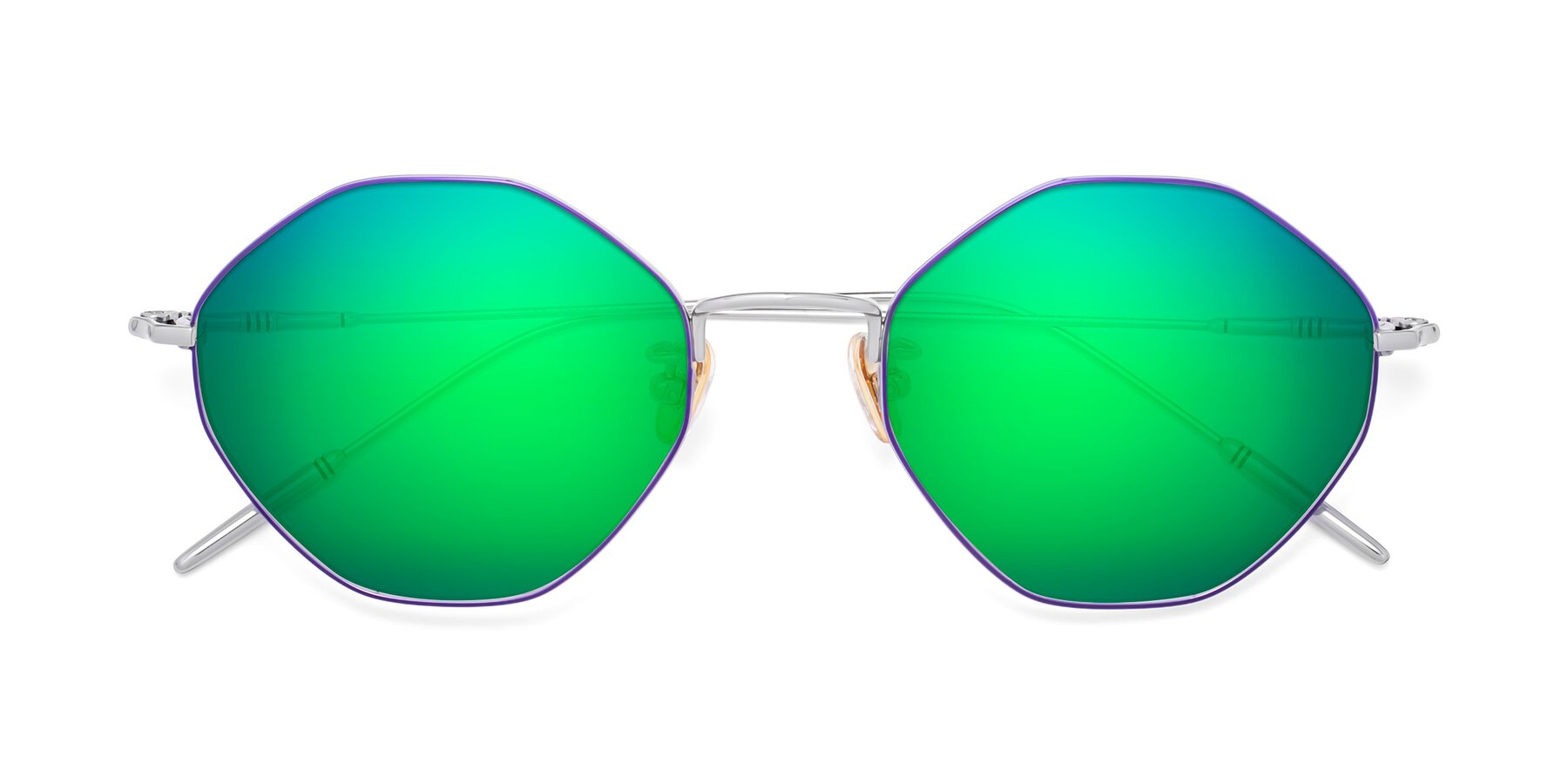Folded Front of 90001 in Voilet-Silver with Green Mirrored Lenses