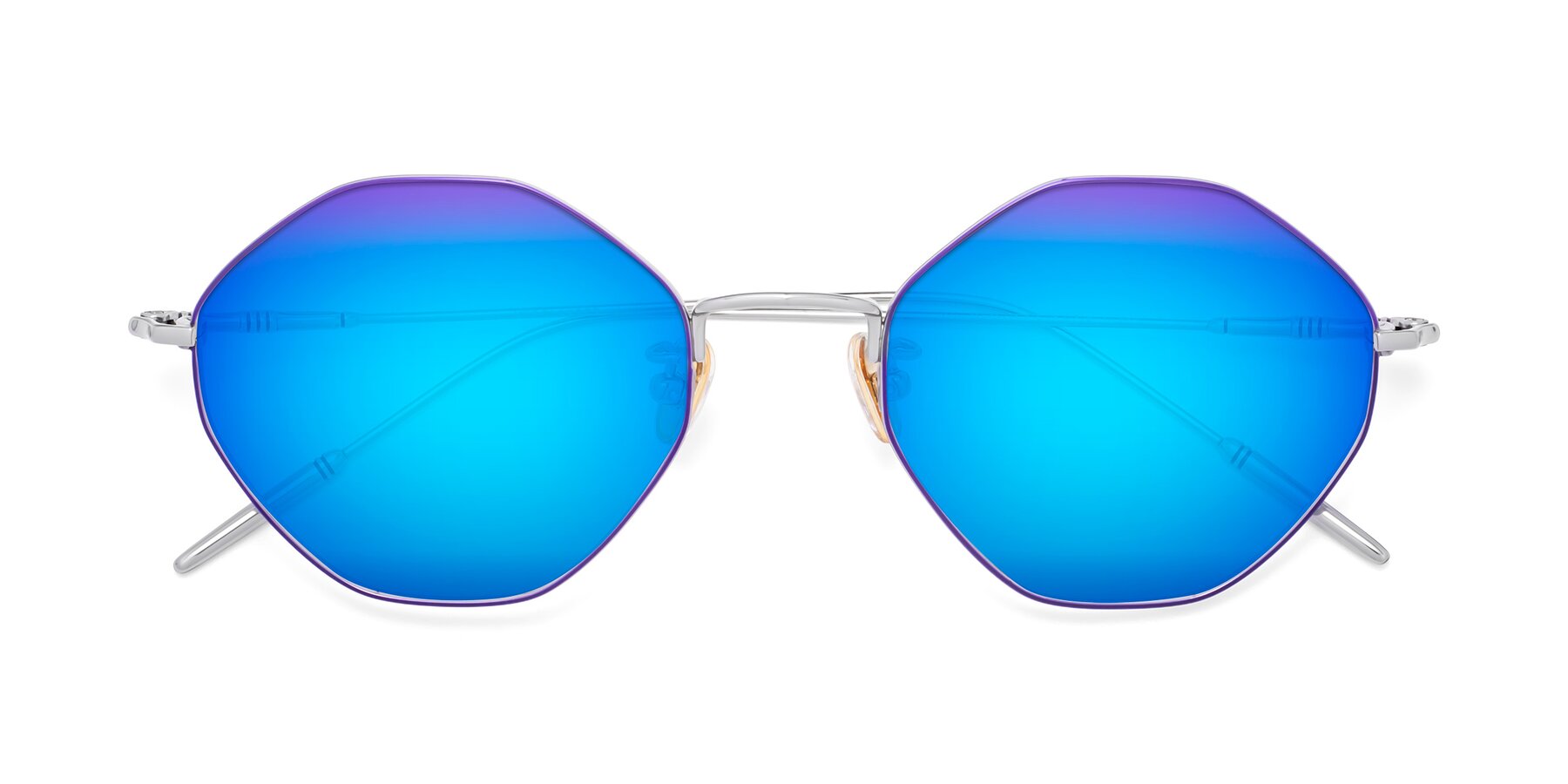 Folded Front of 90001 in Voilet-Silver with Blue Mirrored Lenses