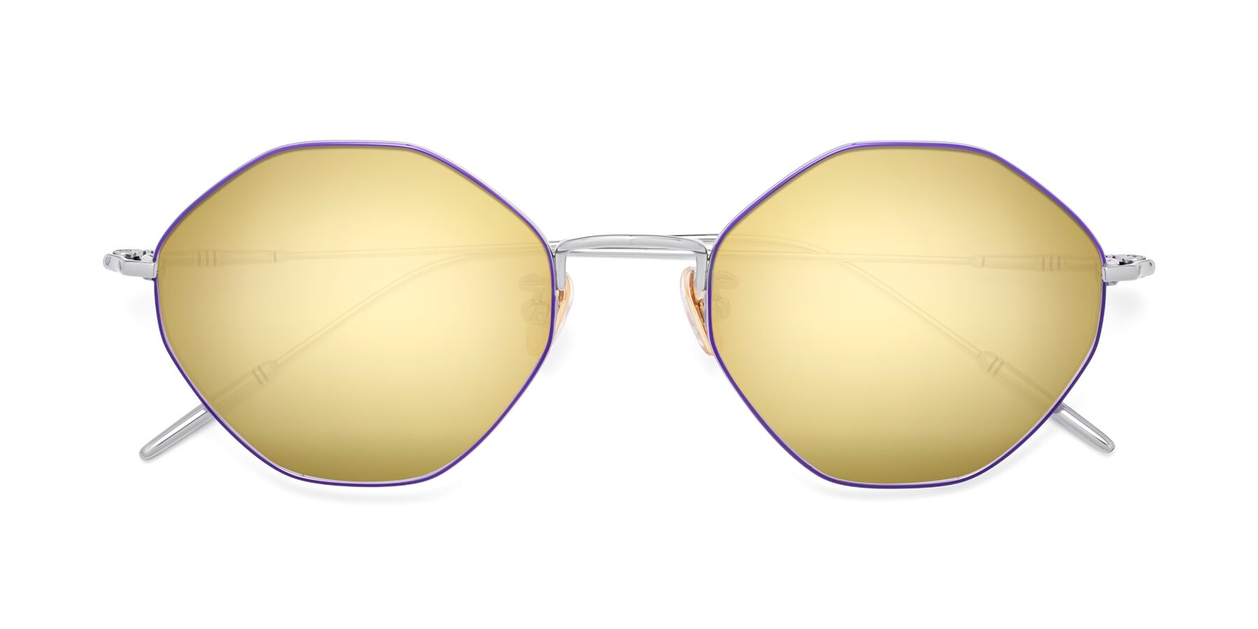 Folded Front of 90001 in Voilet-Silver with Gold Mirrored Lenses