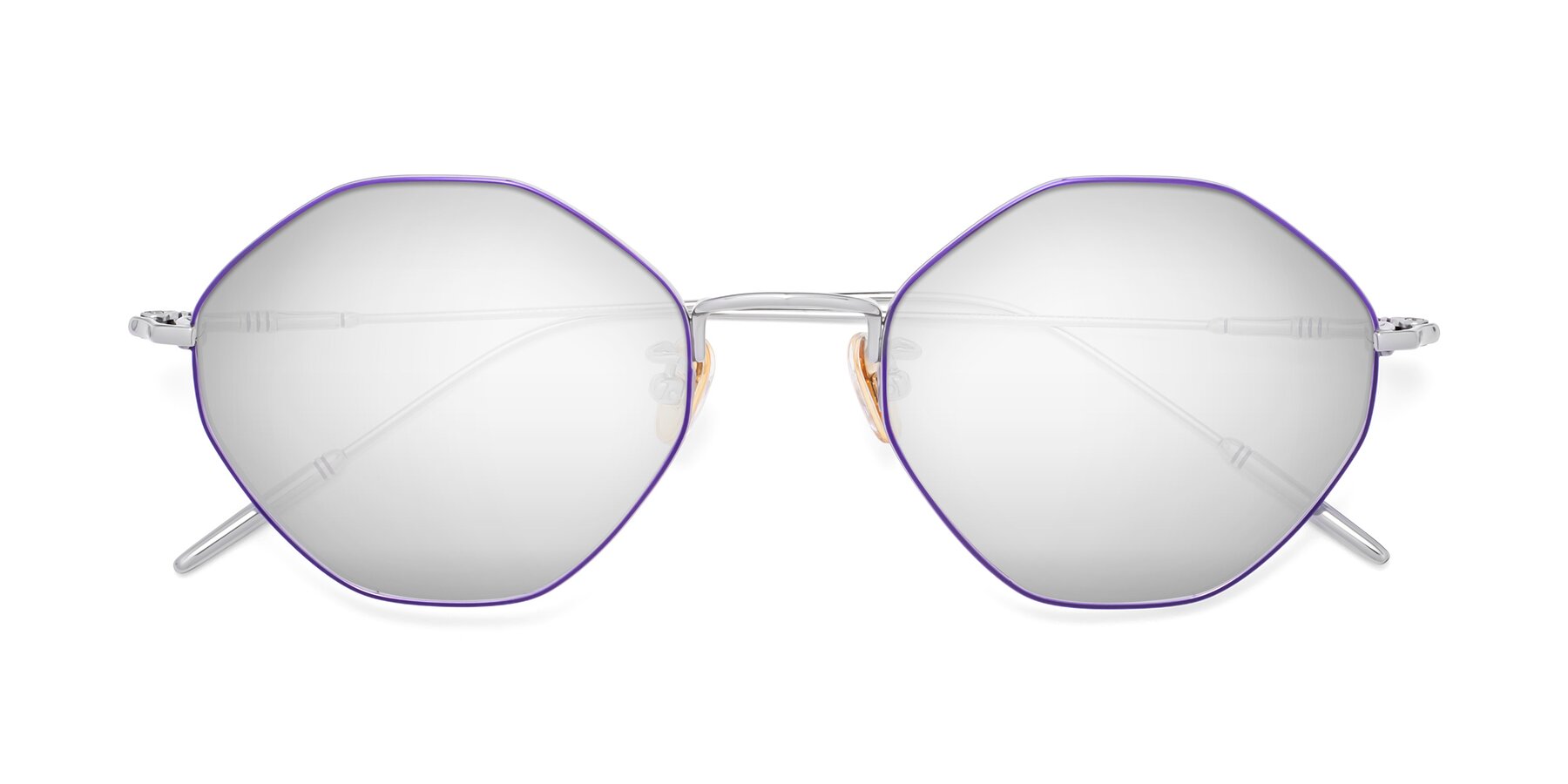 Folded Front of 90001 in Voilet-Silver with Silver Mirrored Lenses