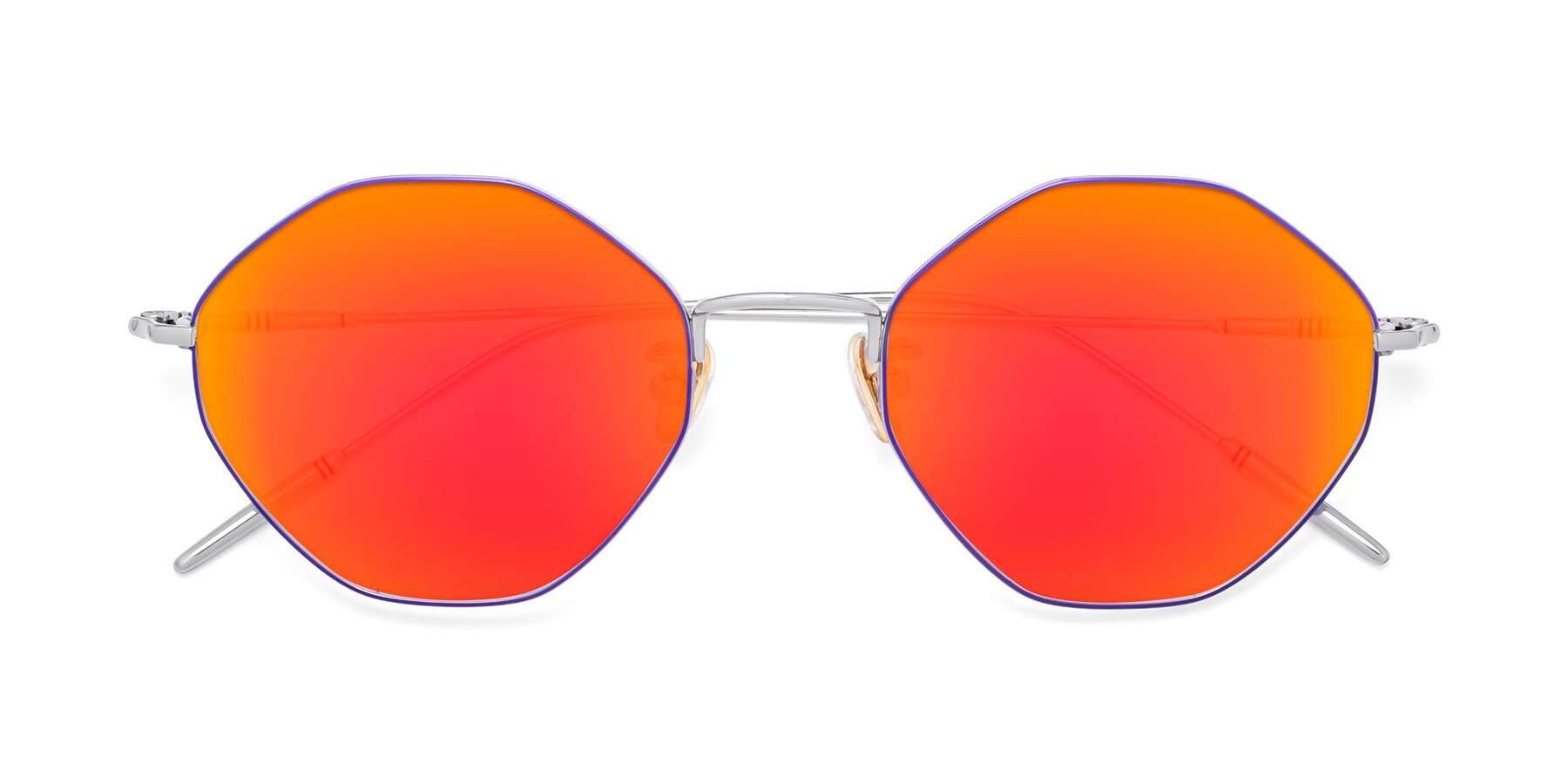 Folded Front of 90001 in Voilet-Silver with Red Gold Mirrored Lenses