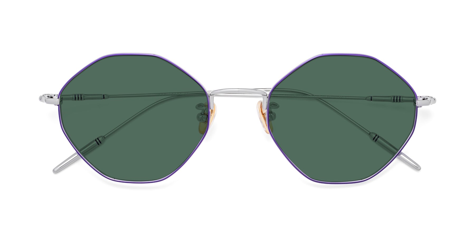 Folded Front of 90001 in Voilet-Silver with Green Polarized Lenses