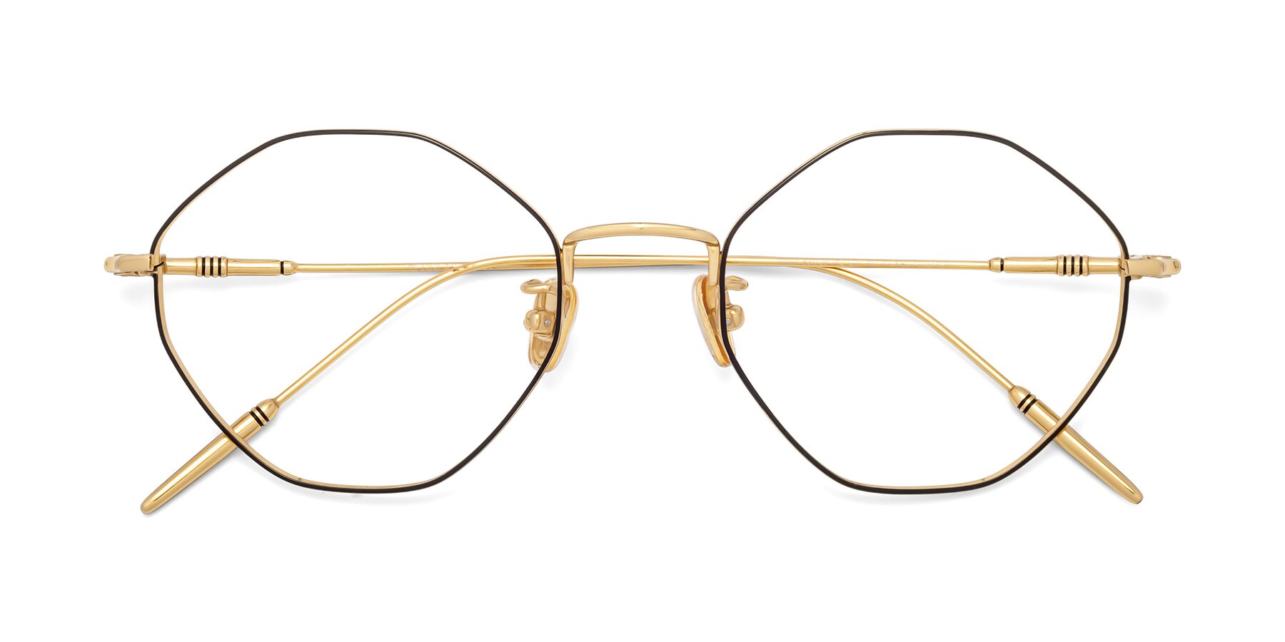 Folded Front of 90001 in Black-Gold with Clear Reading Eyeglass Lenses