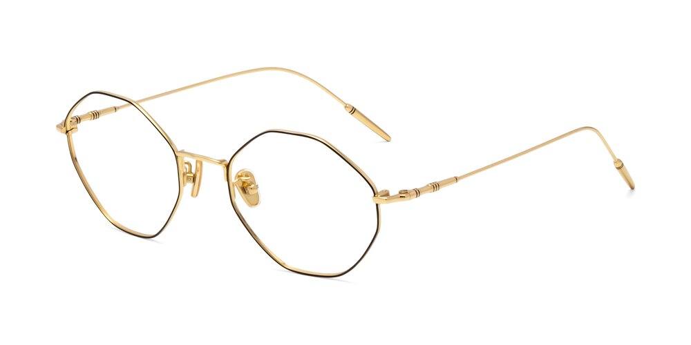 Black-Gold Hipster Titanium Geometric Eyeglasses - 90001