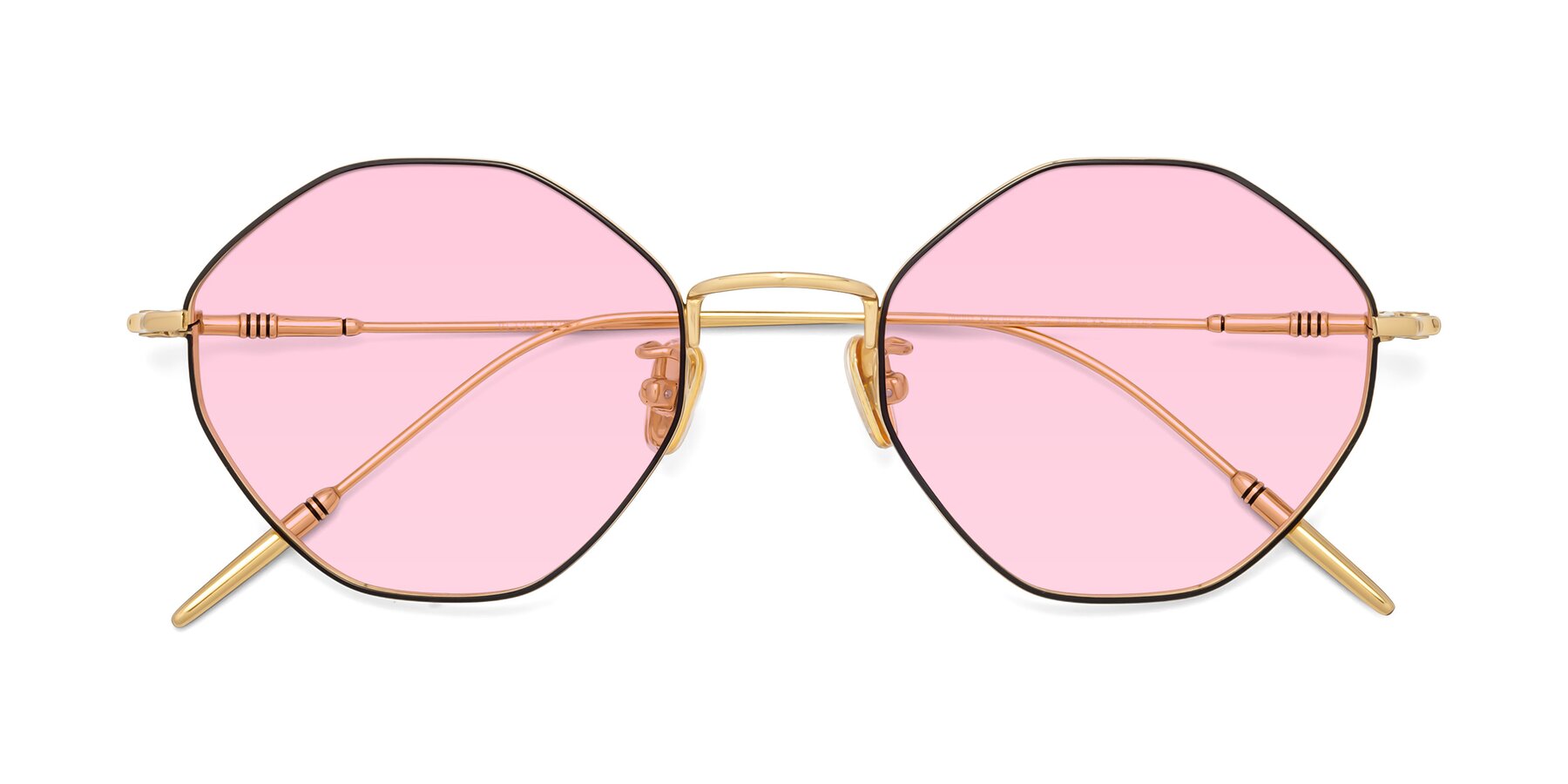 Folded Front of 90001 in Black-Gold with Light Pink Tinted Lenses