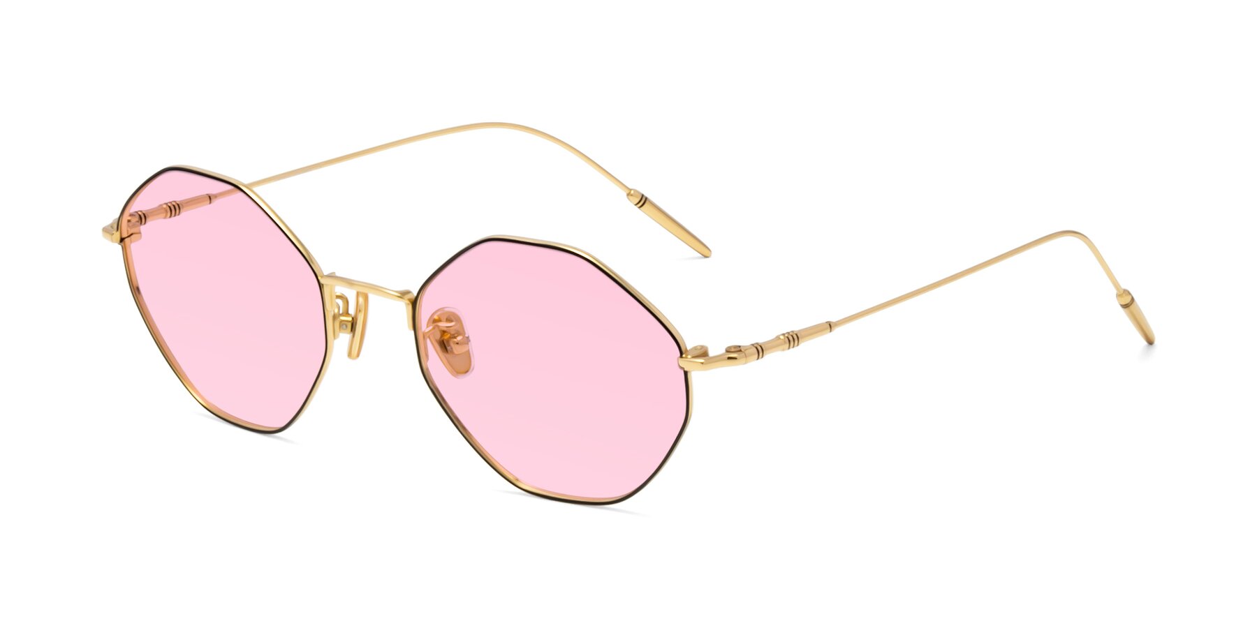 Angle of 90001 in Black-Gold with Light Pink Tinted Lenses