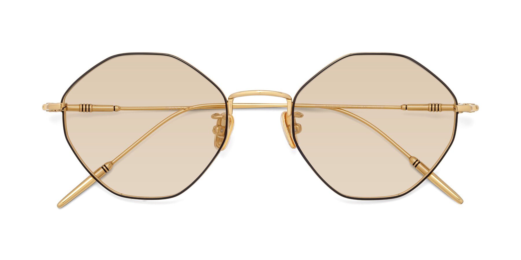 Folded Front of 90001 in Black-Gold with Light Brown Tinted Lenses