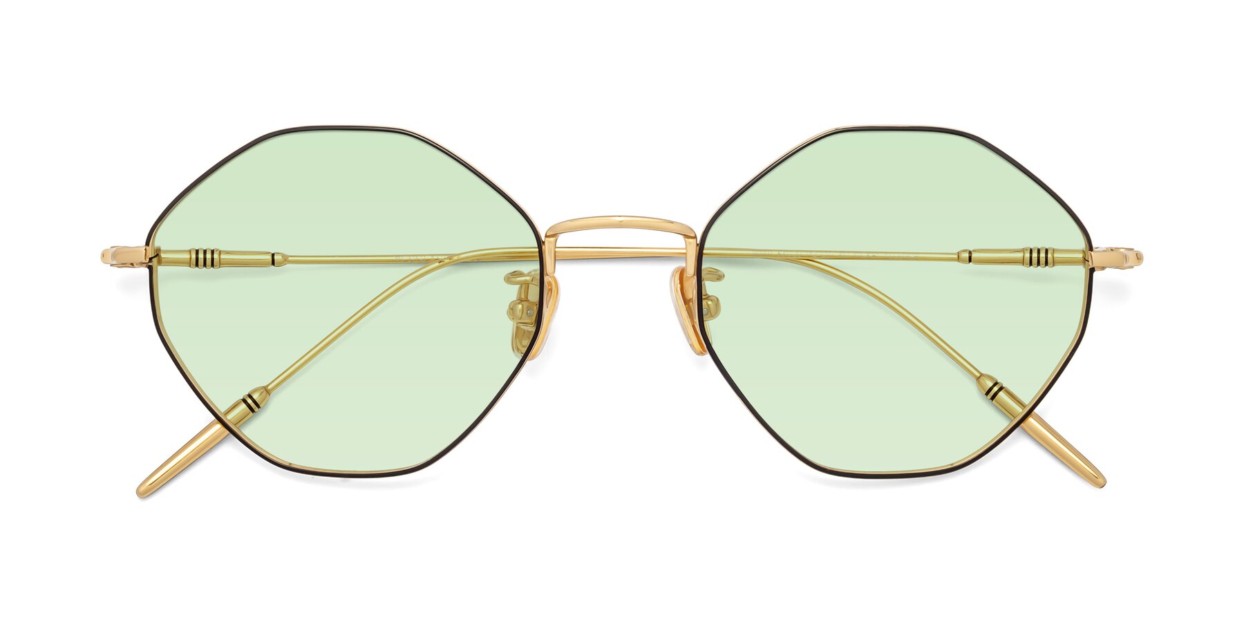Folded Front of 90001 in Black-Gold with Light Green Tinted Lenses