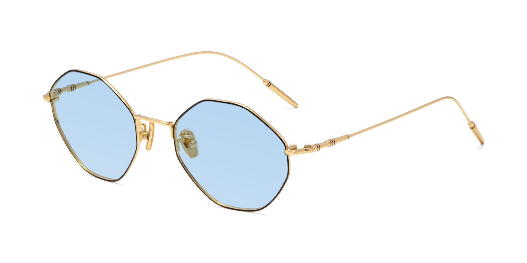 Angle of 90001 in Black-Gold with Light Blue Tinted Lenses