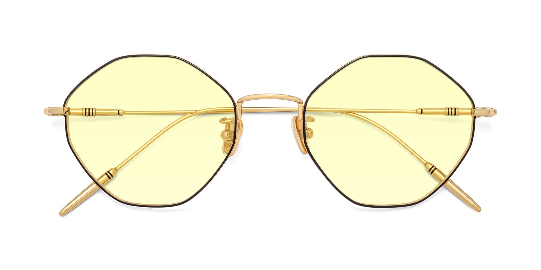 Folded Front of 90001 in Black-Gold with Light Yellow Tinted Lenses