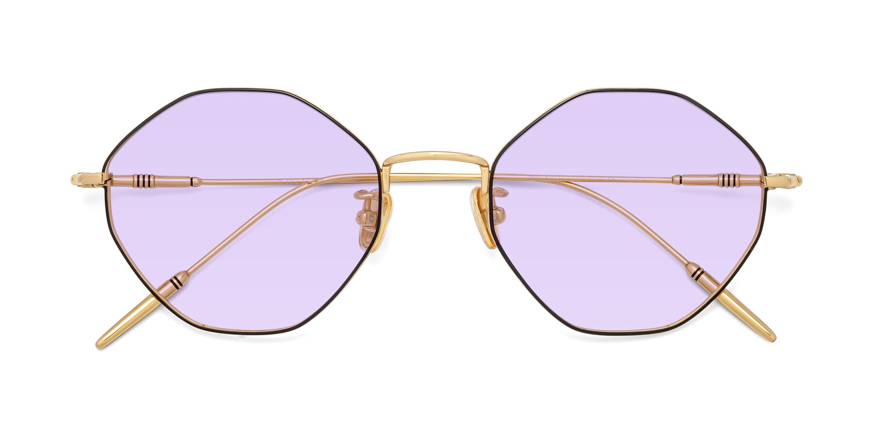 Folded Front of 90001 in Black-Gold with Light Purple Tinted Lenses