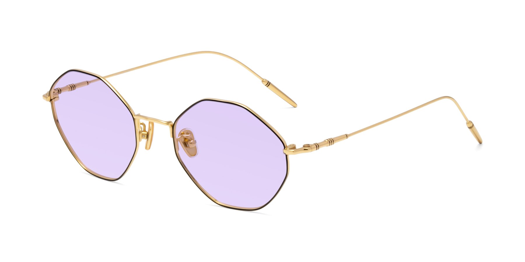 Angle of 90001 in Black-Gold with Light Purple Tinted Lenses