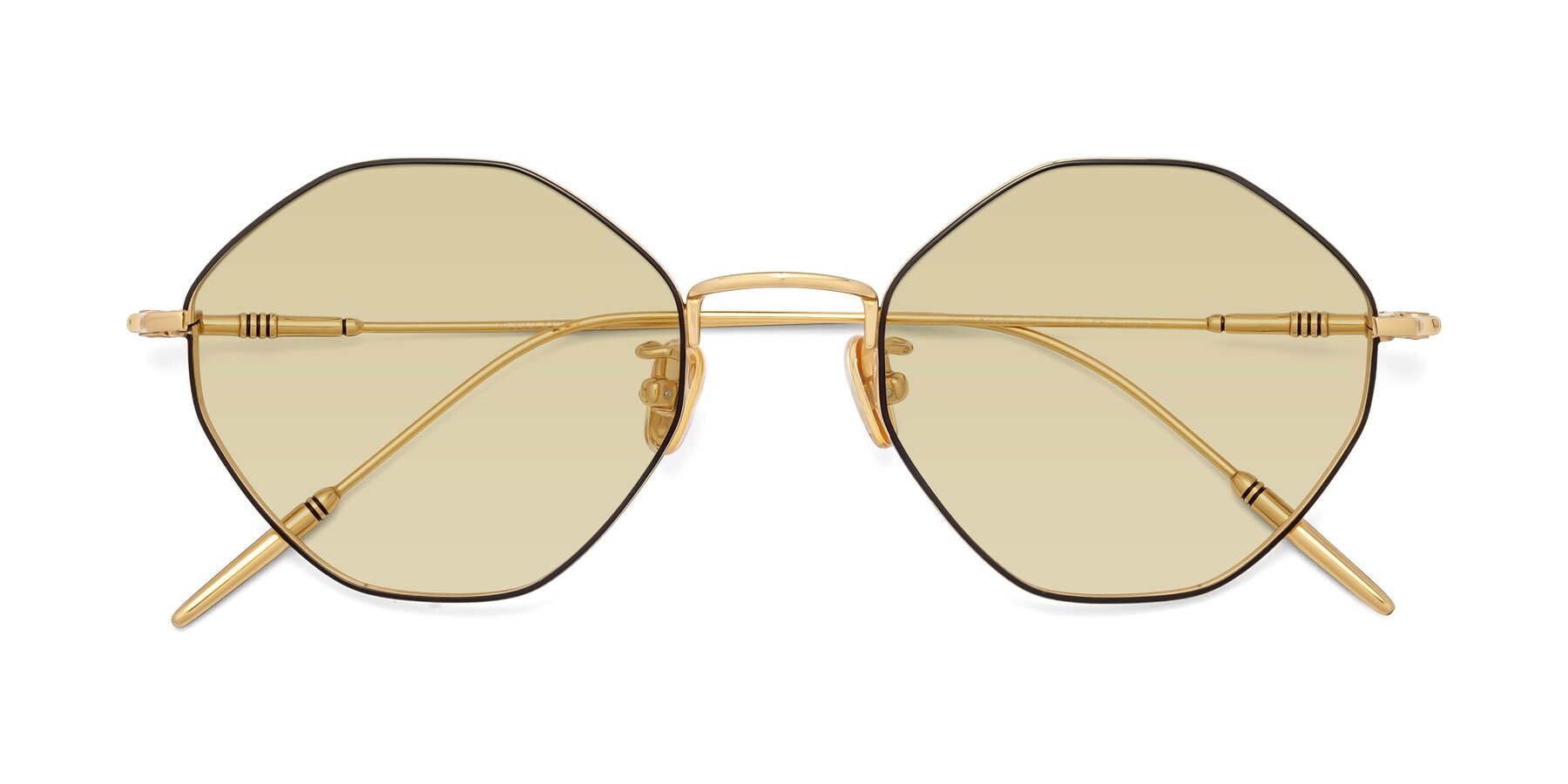 Folded Front of 90001 in Black-Gold with Light Champagne Tinted Lenses