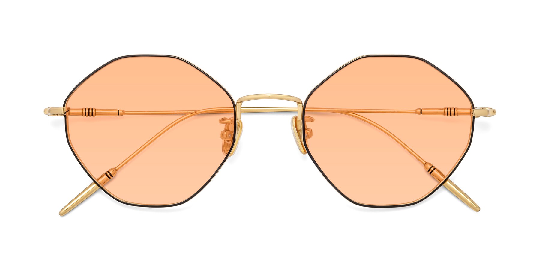 Folded Front of 90001 in Black-Gold with Light Orange Tinted Lenses
