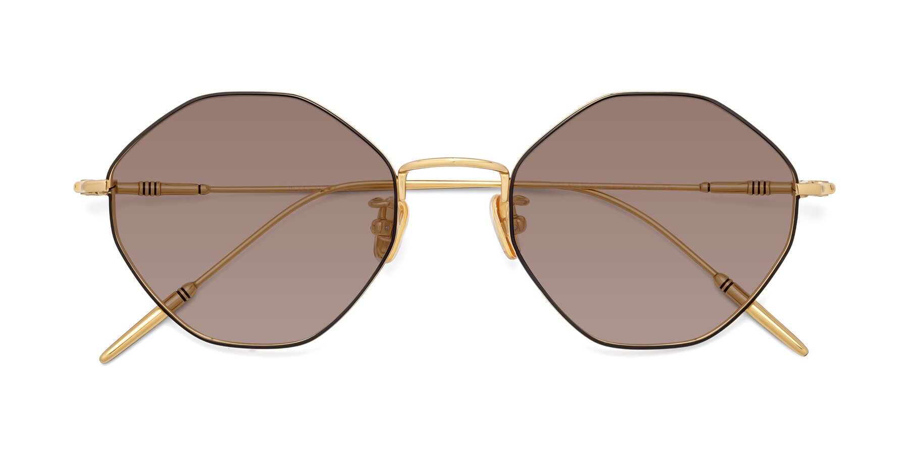 Folded Front of 90001 in Black-Gold with Medium Brown Tinted Lenses