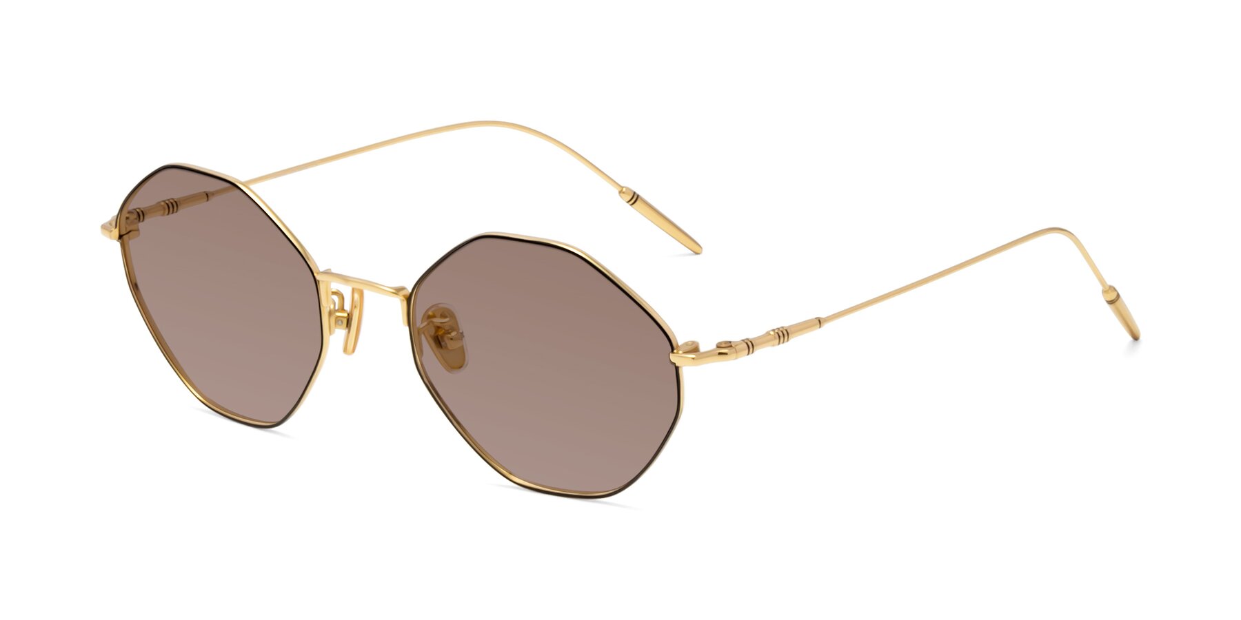 Angle of 90001 in Black-Gold with Medium Brown Tinted Lenses